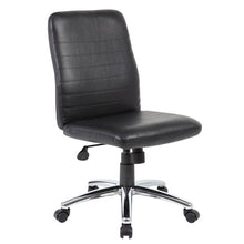 Load image into Gallery viewer, Classic Black Faux Leather Armless Office Chair