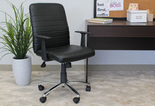 Load image into Gallery viewer, Classic Black Faux Leather Office Chair w/ Arms