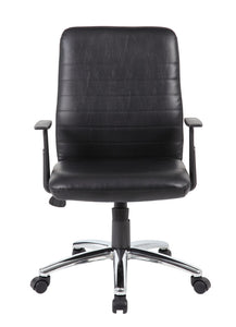 Classic Black Faux Leather Office Chair w/ Arms