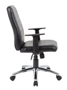 Classic Black Faux Leather Office Chair w/ Arms