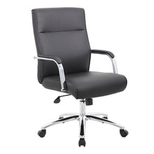 Load image into Gallery viewer, Black Faux Leather & Chrome Ergonomic Office Chair w/ Classic Design