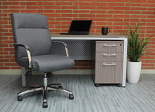 Load image into Gallery viewer, Grey Linen & Chrome Ergonomic Office Chair w/ Classic Design