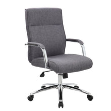 Load image into Gallery viewer, Grey Linen & Chrome Ergonomic Office Chair w/ Classic Design
