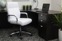 Load image into Gallery viewer, White Leather & Chrome Ergonomic Office Chair w/ Classic Design