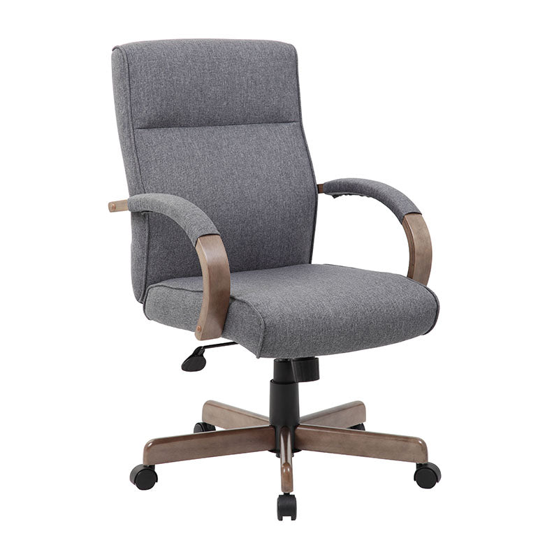 Classic Office Chair in Slate Grey Linen & Driftwood