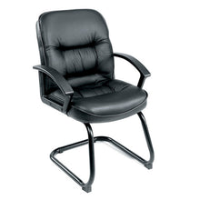 Load image into Gallery viewer, Sturdy Black Faux Leather Guest Chair w/ S-Design