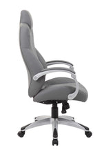 Load image into Gallery viewer, Striking Grey Faux Leather Office Chair w/ Diamond Pattern