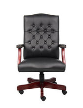 Load image into Gallery viewer, Vintage-Style Black & Mahogany Executive Office Chair