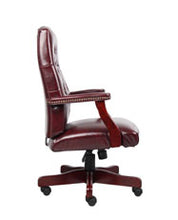 Load image into Gallery viewer, Vintage-Style Deep Red & Mahogany Executive Office Chair