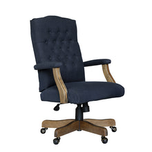 Load image into Gallery viewer, Vintage-Style Blue Denim & Driftwood Executive Office Chair