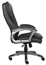 Load image into Gallery viewer, Pewter & Pillowtop Black Faux Leather Office Chair