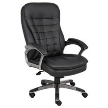 Load image into Gallery viewer, Pewter & Pillowtop Black Faux Leather Office Chair