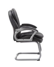 Load image into Gallery viewer, Pewter & Pillowtop Black Faux Leather Gust or Conference Chair