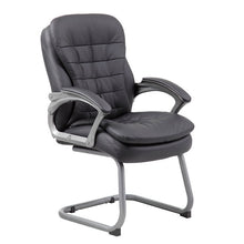 Load image into Gallery viewer, Pewter & Pillowtop Black Faux Leather Gust or Conference Chair