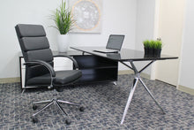 Load image into Gallery viewer, Breathable Flat-Back Black Faux Leather Office Chair