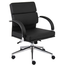 Load image into Gallery viewer, Mid-Back Breathable Flat-Back Black Faux Leather Office Chair