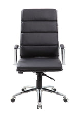 Load image into Gallery viewer, Stylish Padded Black Faux Leather & Chrome Office Chair