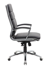 Load image into Gallery viewer, Stylish Padded Black Faux Leather & Chrome Office Chair