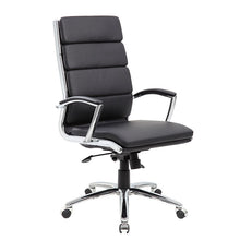 Load image into Gallery viewer, Stylish Padded Black Faux Leather & Chrome Office Chair