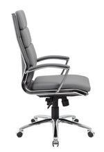 Load image into Gallery viewer, Stylish Padded Grey Faux Leather & Chrome Office Chair