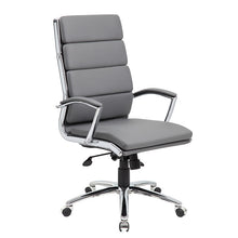 Load image into Gallery viewer, Stylish Padded Grey Faux Leather & Chrome Office Chair