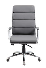 Load image into Gallery viewer, Stylish Padded Grey Faux Leather & Chrome Office Chair