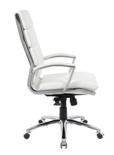 Load image into Gallery viewer, Stylish Padded White Faux Leather & Chrome Office Chair