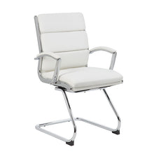 Load image into Gallery viewer, Classic Chrome &amp; Faux Leather Guest Chair in White
