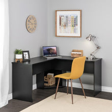 Load image into Gallery viewer, Black Modern 56&quot; L-Desk with Corner Cubby
