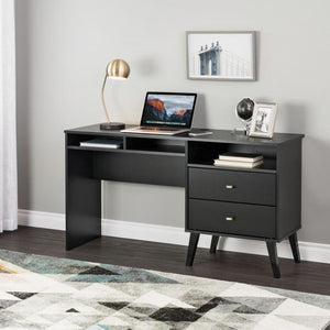 Modern Black 55" Desk with Extra Storage