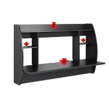 Load image into Gallery viewer, Floating 58&quot; Desk in Black with Shelving

