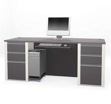 Load image into Gallery viewer, Connexion Slate & Sandstone Executive Desk with 6 Drawers