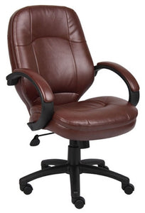 Leather Executive Chair plus Padded Armrests in Brown
