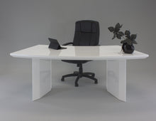 Load image into Gallery viewer, Modern Curved White Lacquer Executive Desk with Two Mobile Files
