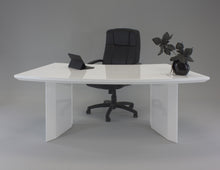 Load image into Gallery viewer, Modern Curved White Lacquer Executive Desk with Two Mobile Files