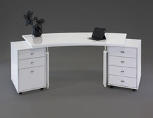 Load image into Gallery viewer, Modern Curved White Lacquer Executive Desk with Two Mobile Files