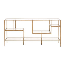 Load image into Gallery viewer, Geometric Brass &amp; Clear Glass Bookcase or Console Table
