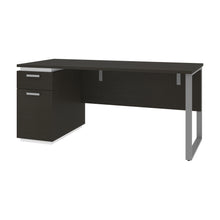 Load image into Gallery viewer, Deep Gray & White 66" Single Pedestal Desk