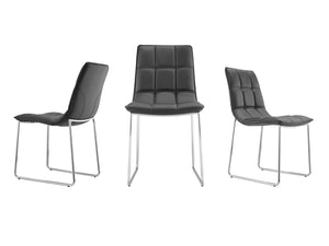 Black Leatherette Guest or Conference Chair w/ Checked Design (Set of 2)