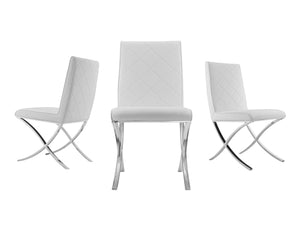 Guest or Conference Chair in White Eco-Leather & Chrome (Set of 2)