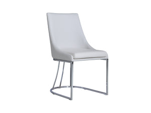 Sleek Guest or Conference Chair in White Eco-Leather & Steel (Set of 2)