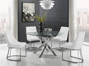 Sleek Guest or Conference Chair in White Eco-Leather & Steel (Set of 2)