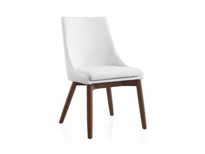 Sleek Guest or Conference Chair in White Eco-Leather & Walnut (Set of 2)
