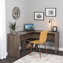 Load image into Gallery viewer, 56&quot; Drifted Gray L-Desk with Corner Storage
