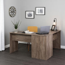 Load image into Gallery viewer, 56&quot; Drifted Gray L-Desk with Corner Storage
