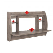 Load image into Gallery viewer, Floating Drifted Gray 58" Desk with Shelving