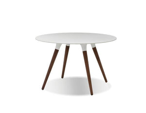 47" Round Meeting Table in White and Walnut