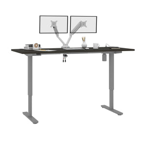 Deep Gray 72" Twin Monitor Desk with Adjustable Top