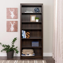 Load image into Gallery viewer, Espresso 77" Bookcase with 6 Shelves