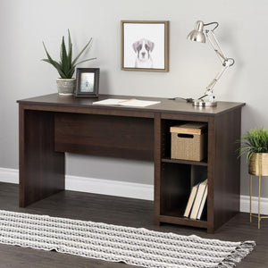 Espresso 56" Modern Desk with Shelving